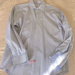Calvin Klein men’s dress shirt in white and blue textured pattern, like new